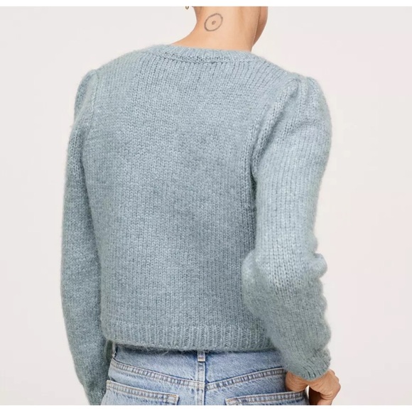 NWT NWT MANGO MNG BLUE MATILDA CHUNKY KNIT CARDIGAN SWEATER SZ M - Picture 6 of 10